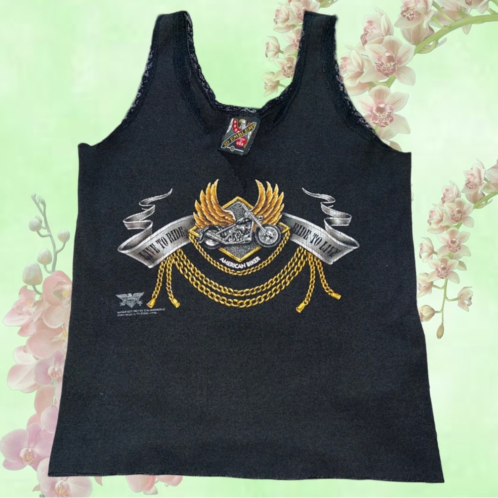 Live To Ride Distressed Cropped Tank Top - Picture 3 of 16